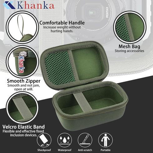 khanka Hard Travel Case for PENTAX WG-1000 Waterproof Digital Compact Camera - Case Only - Green