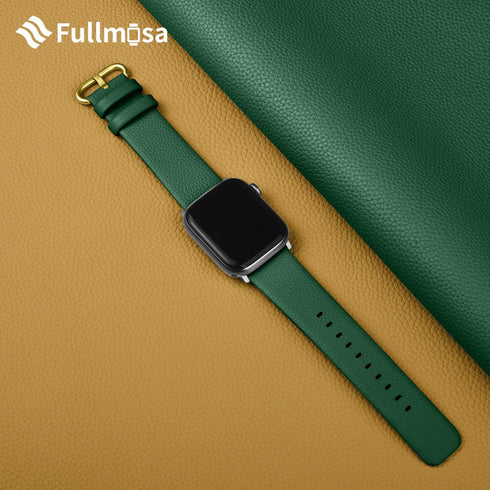 Fullmosa Dark Green Leather Bands Compatible with Apple Watch Band 41mm 40mm 38mm 42mm for Women Men, Genuine Leather
