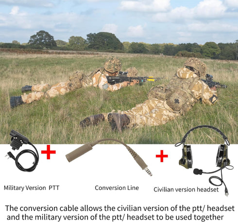 U-174 Ptt Adapter Cable for Military/NATO Version Ptt/Tactical Headset Compatible with Civilian Ptt Adapter