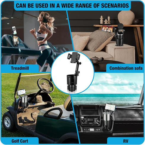 Cup Holder Phone Mount, 2 in 1 Expander for Car Long Arm with 360° Rotation, Cell Phone Holder Compatible with All