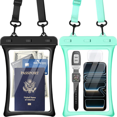 CACOE [Floatable Floating Universal IPX8 Waterproof Phone case 2 Pack-Up to 10.0",Adjustable Lanyard