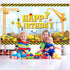 Irenare Happy Birthday Backdrop Dump Truck Excavator Crane Banner Photography Studio Props Cake Table Decorations