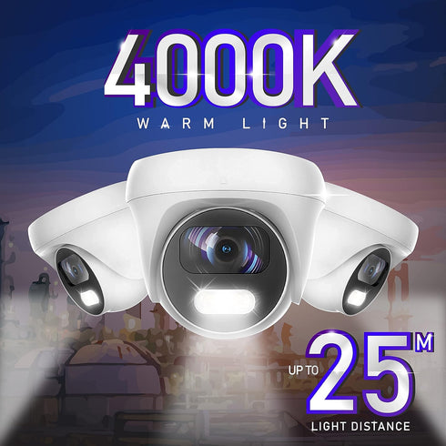 Marquis 8MP 24/7 Full-Color HD CCTV Security Camera - Outdoor Turret Dome with Sony-Starvis, Waterproof Analog
