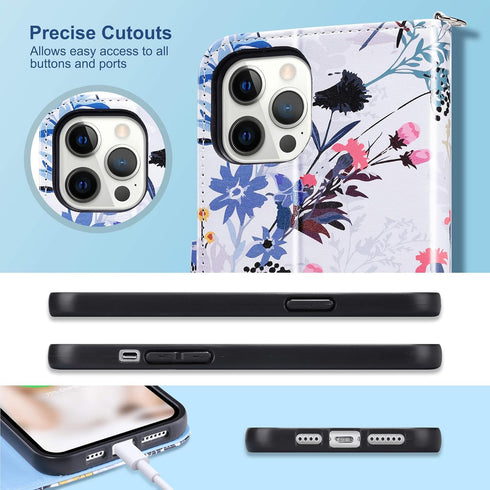 ULAK Compatible with iPhone 12 Pro Max Case with Card Holders, Durable PU Leather Flip Wristlet Stand Phone Cases for