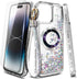 iPhone 15 Pro Max Magnetic Case with Tempered Glass Screen Protector, Glitter Floating Liquid Cute Design, Diamond
