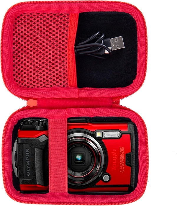Aenllosi Hard Carrying Case for OLYMPUS Tough TG-6 / OM System Tough TG-7 Waterproof Camera (Case Only), Red