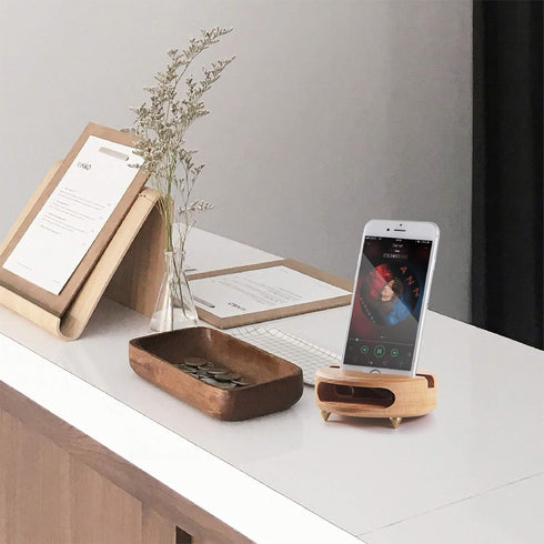 Phone Stand Sound Amplifier - Wood Phone Stand for Desk, Handmade Wooden Phone Dock Compatible with Smartphone, Kindle,