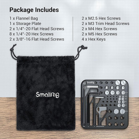 SmallRig 20Pcs Screws and Hex Key Storage Plate - Stainless Steel Screws with 4Pcs Hex Keys MD3184