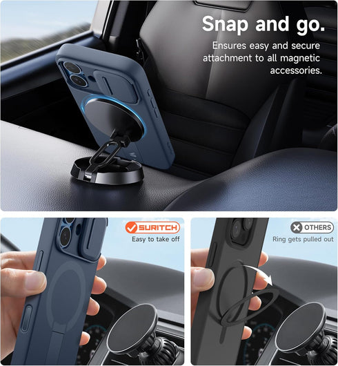 SURITCH 17 6.3 Inch, for iPhone Case with Camera Control Cover, Camera Slide Cover and Adjustable Kickstand, Compatible