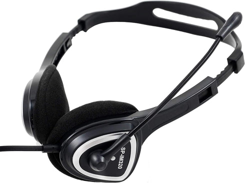 IM320 USB Headset - Black, Wired Headphone with Noise Cancelling, Adjustable Microphone for PC & Laptop.
