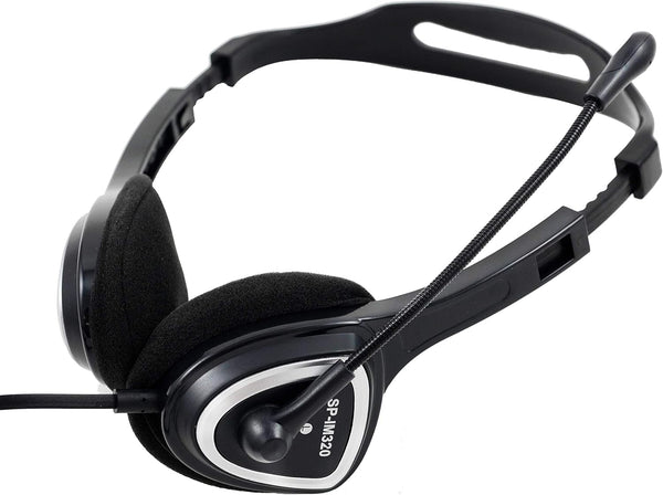 IM320 USB Headset - Black, Wired Headphone with Noise Cancelling, Adjustable Microphone for PC & Laptop.
