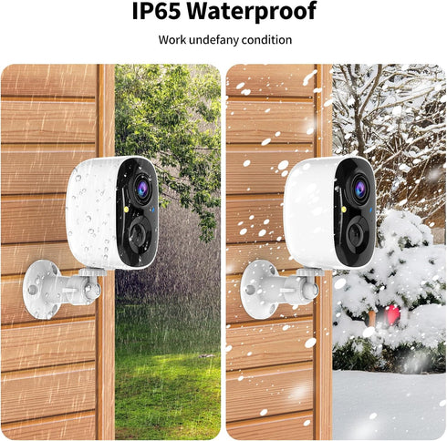 Tziarp 2K 2-Way (2.4GHz UHD Smart Wireless Security Camera Indoor/Outdoor,Battery Powered WiFi Camera with Color Night