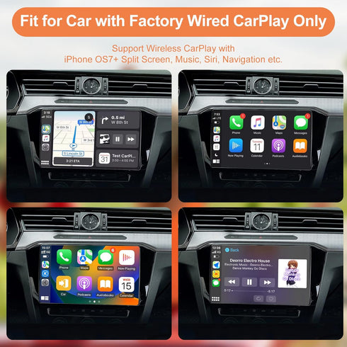 Wireless CarPlay Adapter for Apple iPhone, Convert Wired to Wireless CarPlay Dongle, Plug and Play for Factory CarPlay