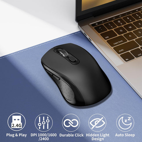 ACOZYKITTEN 2400 2.4Ghz 6 11/10/7 Wireless Mouse Ergonomic, Side Buttons Mouse, DPI, Silent and Anti Slip Roller
