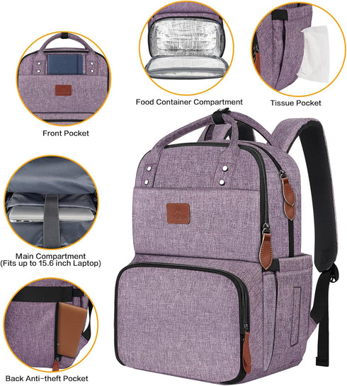 Backpack Backpacks 15.6 inch MATEIN Laptop with Lunch Box, Insulated Women with Cooler Compartment, Fits Laptop Water
