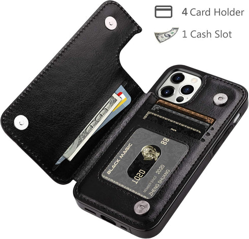 HianDier Wallet Case for iPhone 12 Pro MAX, Slim Protective with Credit Card Slot Holder, Flip Folio Soft PU Leather,