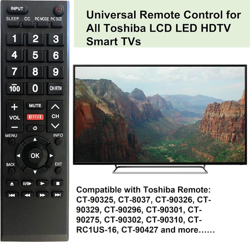 Universal Remote Control for All Toshiba TVs, No Setup Needed