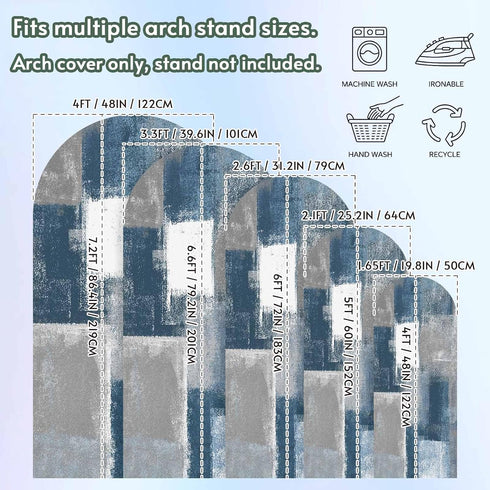 Jnbasdffb 7.2 Blue Grey Ombre Wedding Arch Cover,Stretchy Spandex Arch Backdrop Stand Covers FT,Abstract Vintage Oil