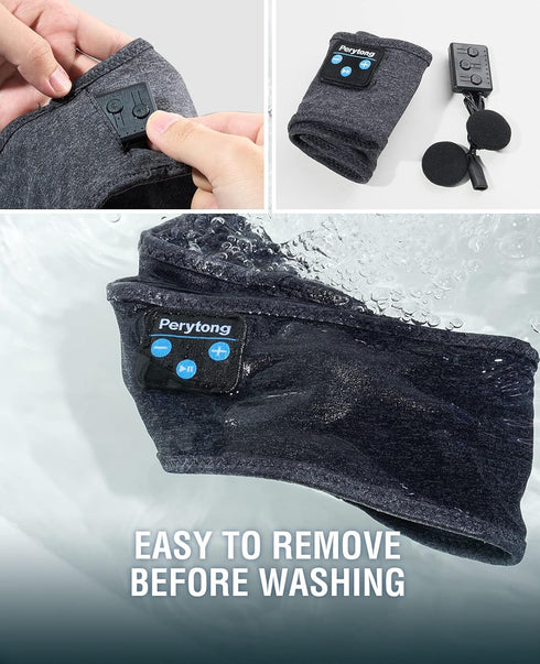 Perytong New Sleep Headphones Bluetooth Headband, Wireless Soft Headphones for Side Sleepers, Running, Travel
