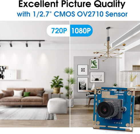 SVPRO 1080P 2.1mm 2MP OV2710 CMOS 30fps/720P 60fps/VGA 100fps HD USB Camera Module with Lens, Board Camera, High Frame