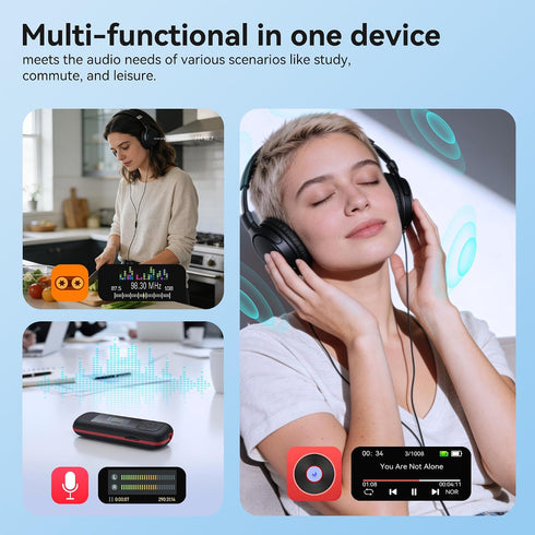 AGPTEK 64GB MP3 A55PL 2 1 USB C Player, in Type-C & USB Stick Music Player Supports Replaceable AAA Battery, FM Radio
