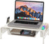 White Metal Monitor Stand with Organizer Drawer - Simple Houseware