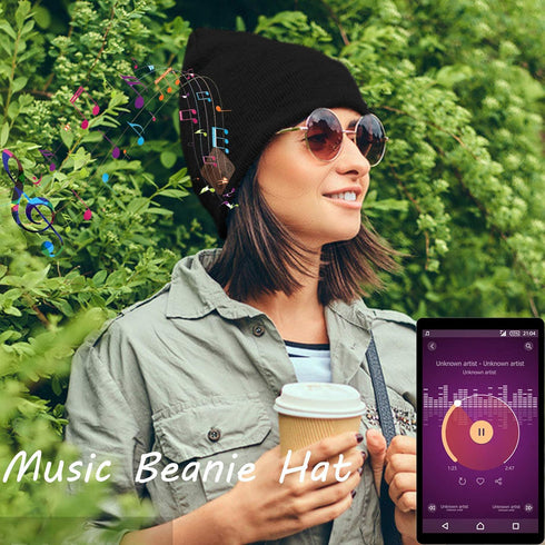 Wireless Beanie Hat for Men Women Music Beanie Hat Headphones Headset Speaker Microphone Cap for Boys Teens Tech