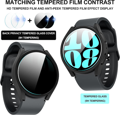 Suoman 4+4 Pack for Samsung Galaxy Watch 6 44mm, Privacy Screen Protector + HD Screen Protector Cover Set