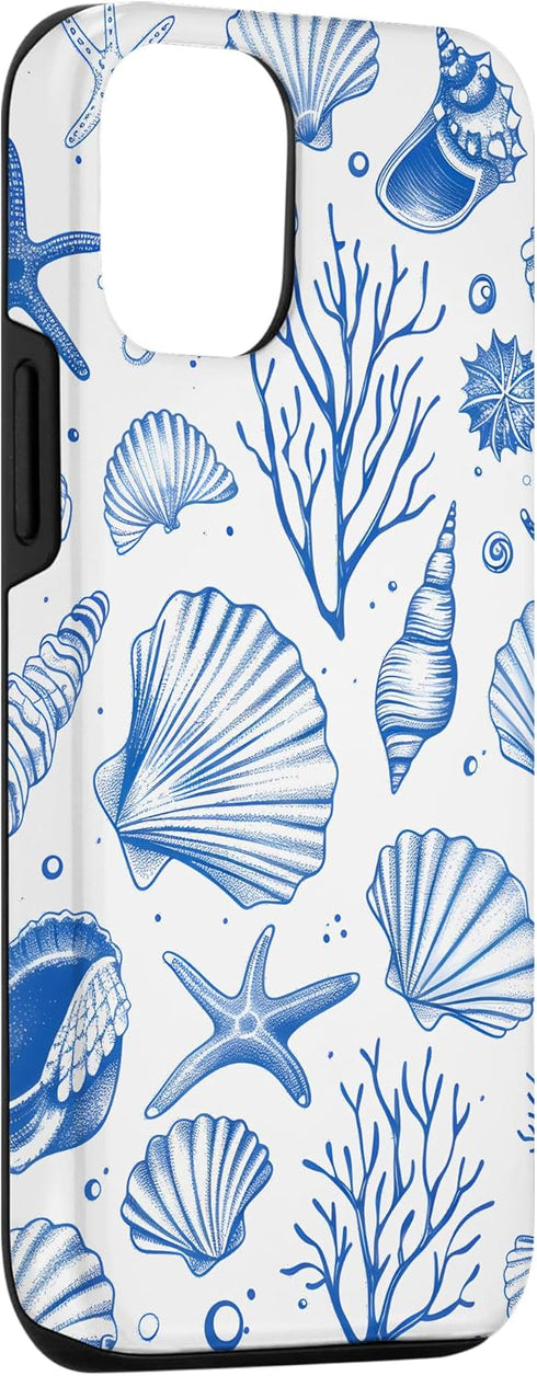 iPhone 14 Case, Sea Shell & Blue Seashell, Coastal Summer, Starfish, Women