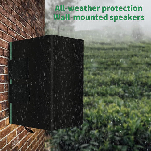 2 PCS Outdoor Speaker Cover, Weatherproof Wall Mounted Speaker Cover, Black (H 11" x W 7" x D 9")