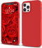 IceSword iPhone 12 Pro Max Case, Red Liquid Silicone Shockproof Cover, Cute Gel Rubber Drop Protective 6.7"