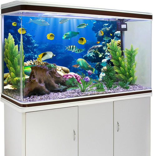 YongFoto 36x14 Inches Tropical Fish Terrarium Background Deep Sea Marine Coral Polyester Aquarium Backdrop