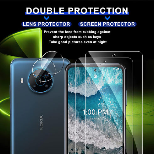 [2+2 Pack Tempered Glass Screen Protector for Nokia X100, 2 Pack Camera Lens Protector, Anti-fingerprint