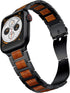 Compatible for Apple Watch Bands, Red Sandalwood Wood Stainless Steel Replacement Strap for 49mm-38mm