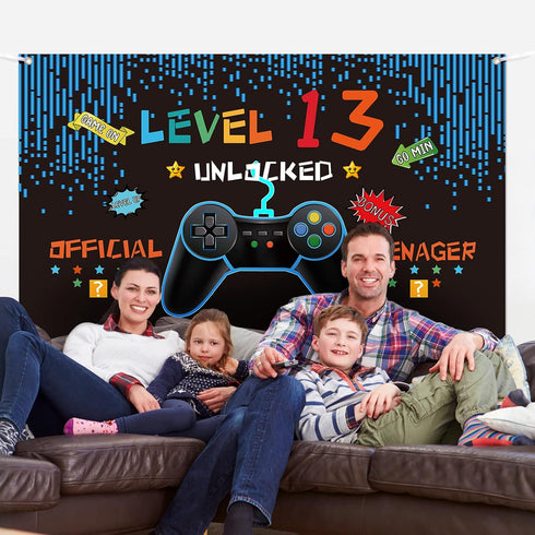Video Game Birthday Decorations for Boys, Gaming Theme Photo Props Backdrop Banner for Teenagers