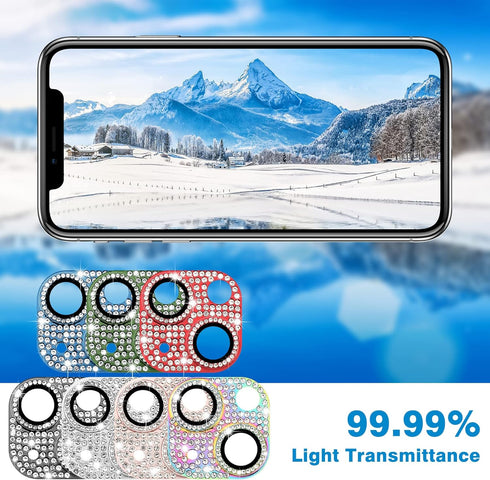 Camera Lens Protector for iPhone 13 & iPhone 13 Mini, Bling 3D Rhinestone Sparkle Diamond 9H Tempered Glass Cover