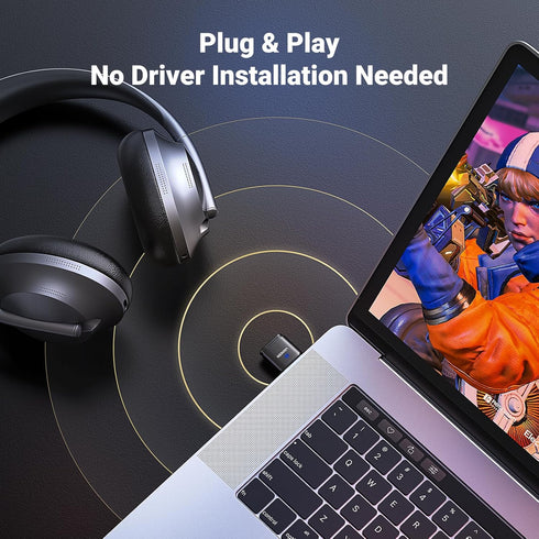 UGREEN Bluetooth 5.3 Adapter for PS5, USB Audio Transmitter with APTX, Connect Bluetooth Headphones to PS5, PS4,