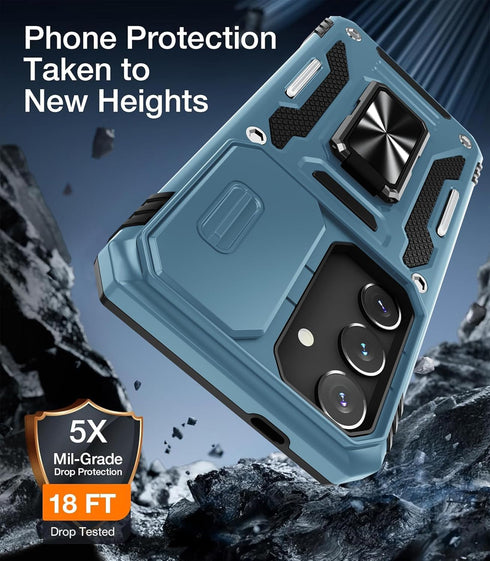 WRJ Case for Galaxy S24 with Slide Camera Cover, Screen Protector, Military Grade Protection - Sky Blue