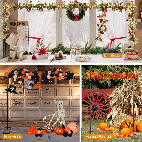 8.2FT 2 Square Wedding Arch,Metal Arch Backdrop Stand Heavy Duty Adjustable,Extra Clamp Change Over The Table Rod