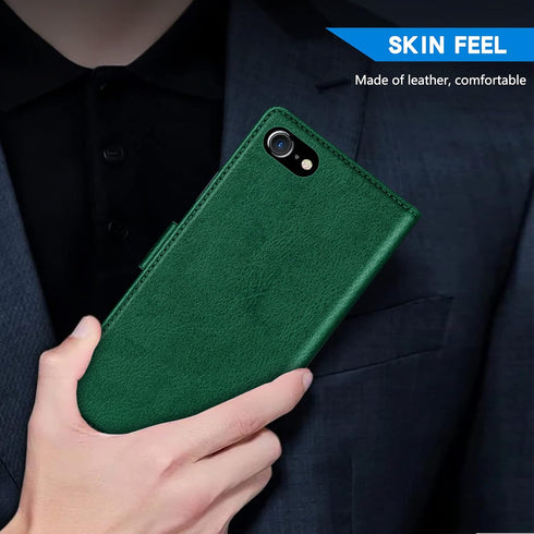 ZZXX Wallet Case for iPhone 7/8/SE 2022(2020), RFID Blocking, Card Slot, Kickstand, Magnetic Closure, Green