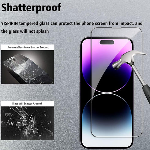 Screen Protector for iPhone 14 Pro Max 6.7 inch, 2 Pcs Front + 2 Pcs Back + 2 Pcs Camera Lens Protector