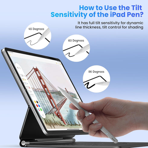 Stylus for iPad 10th Generation, 8 Mins Charge for 12hrs Use, Palm Rejection for iPad 2nd Gen, Compatible with iPad Pro