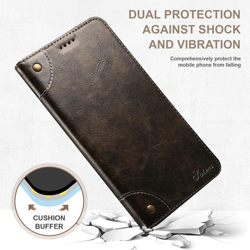 SINIANL Compatible with iPhone 15 Pro Case Wallet, Magnetic Kickstand Credit Card Holder Leather Folio Flip Cover (Dark