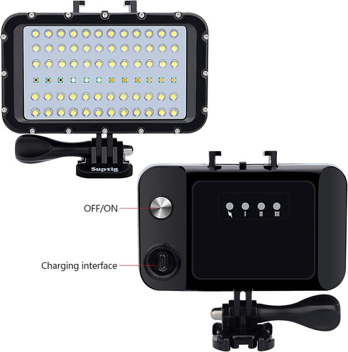 Suptig Video Lighting Dive Light, 72 LED Underwater Lights for GoPro, Canon, Nikon, Waterproof 147ft