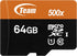Team 64GB microSDXC UHS-I/U1 Class 10 Memory Card with Adapter, Speed Up to 80MB/s (TUSDX64GUHS03)