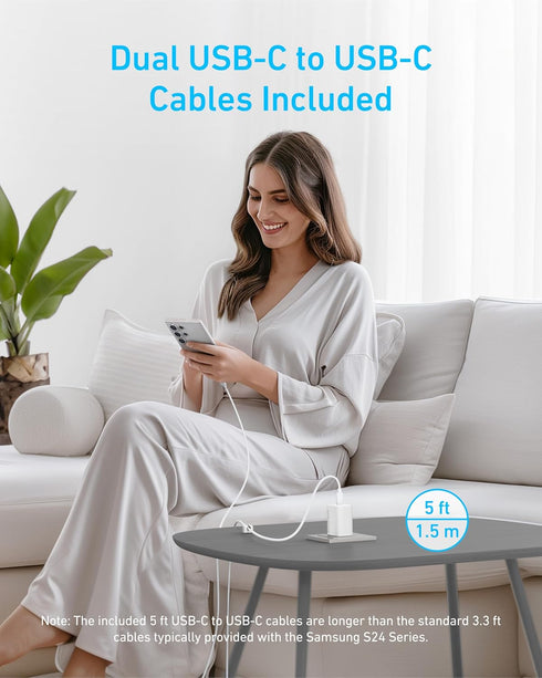 Anker 45W 17/16 S24 (2-Pack 5 USB C Charger Block, PPS Fast Charger with USB-C Cable for iPhone and More Series, iPad