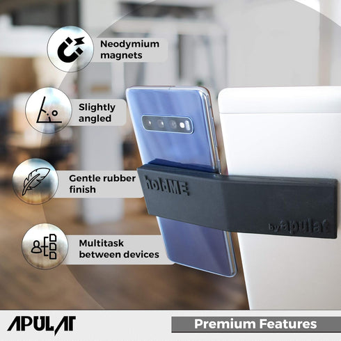 Portable Magnetic Side Mount, Strong Holder for Attaching iPhone or iPad to Laptop or Desktop Monitor