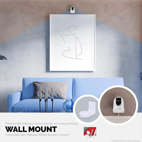 Wall Mount for Mubview PK320 Pet & Baby Monitor - Easy Install Holder Bracket, Reduces Blind Spots & Clutter