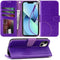 Arae Compatible with iPhone 13 Case with Card Holder and Wrist Strap Wallet Flip Cover for iPhone 13 6.1 inch, Purple