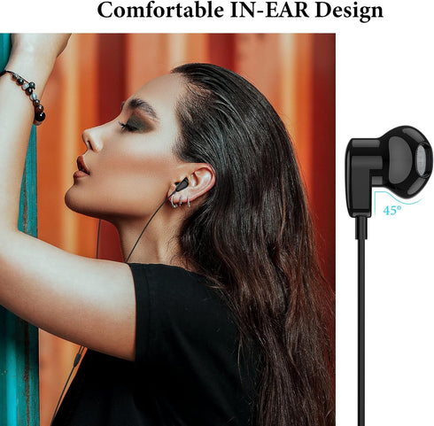 USB C Headphones for iPhone 15 Pro Max/Samsung S24 Ultra, HiFi Stereo USB C Wired Earbuds with Mic - Black